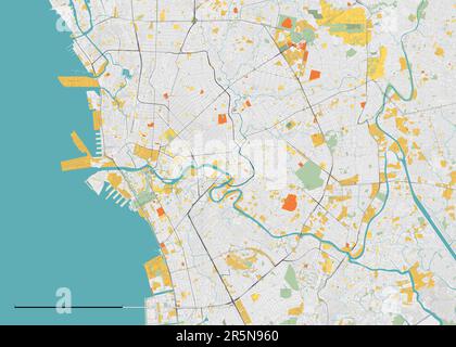Mappa vettoriale dettagliata di Manila, Filippine Illustrazione Vettoriale