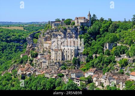 Basilica di Saint-Sauveur, Santuario, Rocamadour, Via di San Giacomo, dipartimento Lot, Midi-Pirenei, Francia Foto Stock