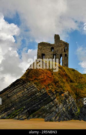 Il castello di Ballybunion, Ballybunion, nella contea di Kerry, Irlanda Foto Stock