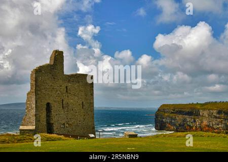 Il castello di Ballybunion, Ballybunion, nella contea di Kerry, Irlanda Foto Stock