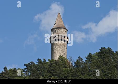 Torre panoramica di Truba, Castello di Stramberk, Stramberk, Regione Moravia-Slesiana, Moravia, Stramberg, Strahlenberg, Repubblica Ceca Foto Stock
