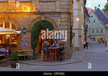 Bamberg, Ristorante, Città Vecchia, Patrimonio Mondiale dell'UNESCO, Franconia, Baviera, Germania Foto Stock