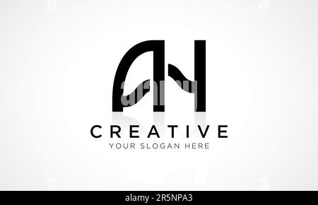 MODELLO vettoriale per il design del logo LETTERA AH. Lettera iniziale alfabetica AH Logo Design con riflessione lucida Illustrazione aziendale. Illustrazione Vettoriale