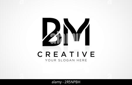 Modello vettoriale per il design del logo BM Letter. Lettera iniziale alfabetica BM Logo Design con riflessione lucida Illustrazione aziendale. Illustrazione Vettoriale