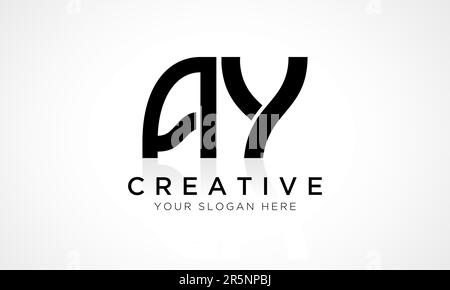 MODELLO vettoriale per il design del logo AY Letter. Lettera iniziale alfabetica AY Logo Design con riflessione lucida Illustrazione aziendale. Illustrazione Vettoriale