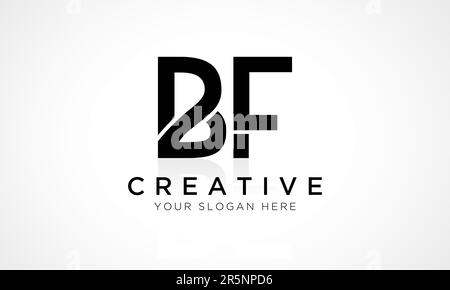 Modello vettoriale per il logo BF Letter Design. Lettera iniziale alfabetica BF Logo Design con riflessione lucida Illustrazione aziendale. Illustrazione Vettoriale