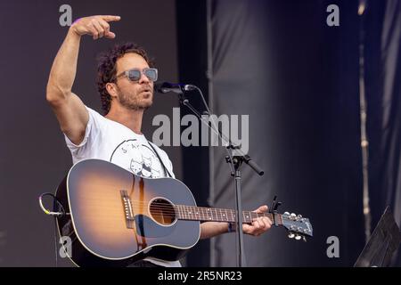 Lexington, Stati Uniti. 04th giugno, 2023. Il musicista Amos Lee durante il Railbird Music Festival il 4 giugno 2023, a Lexington, Kentucky (Foto di Daniel DeSlover/Sipa USA) Credit: Sipa USA/Alamy Live News Foto Stock