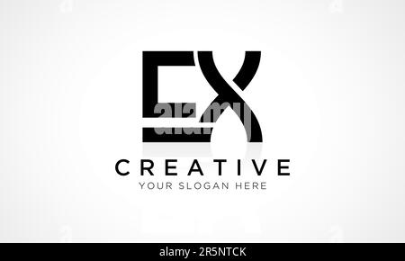 MODELLO vettoriale per il design del logo EX Letter. Lettera iniziale alfabeto EX Logo Design con riflessione lucida Illustrazione aziendale. Illustrazione Vettoriale