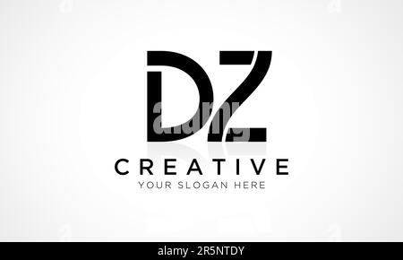 Modello vettoriale DZ Letter Logo Design. Lettera iniziale alfabetica DZ Logo Design con riflessione lucida Business Illustration. Illustrazione Vettoriale