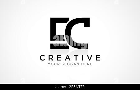 Modello vettoriale per il design del logo EC Letter. Lettera iniziale alfabetica Design del logo EC con riflessione lucida Illustrazione aziendale. Illustrazione Vettoriale