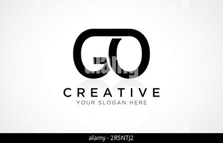 MODELLO vettoriale per il logo GO Letter Design. Lettera iniziale alfabeto GO Logo Design con riflessione lucida Business Illustration. Illustrazione Vettoriale