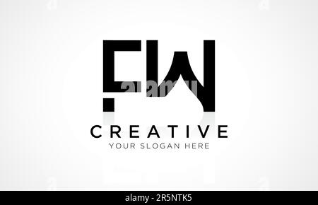 Modello vettoriale per il design del logo FW Letter. Lettera iniziale alfabetica FW Logo Design con riflessione lucida Business Illustration. Illustrazione Vettoriale