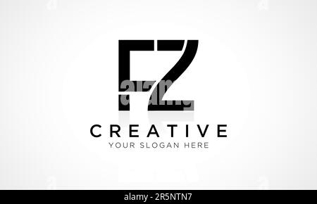 Modello vettoriale per il design del logo FZ Letter. Lettera iniziale alfabetica FZ Logo Design con riflessione lucida Illustrazione aziendale. Illustrazione Vettoriale