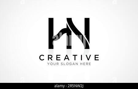 Modello vettoriale HN Letter Logo Design. Lettera iniziale alfabetica HN Logo Design con riflessione lucida Illustrazione aziendale. Illustrazione Vettoriale