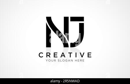 Lettera alfabetica NJ Logo Design con icona vettoriale a riflessione lucida. Lettera iniziale NJ Logo Design Vector for Business Company. Elegante min Illustrazione Vettoriale