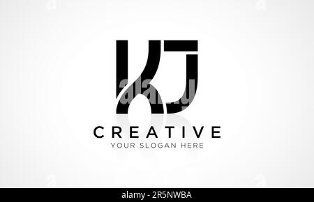 Lettera dell'alfabeto modello con logo kJ con icona vettoriale a riflessione lucida. Lettera iniziale kJ Logo Design Vector per le aziende. Elegante min Illustrazione Vettoriale