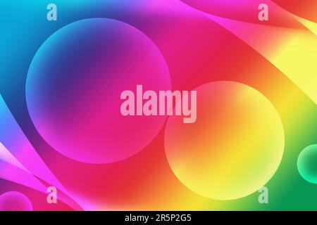 Illustrazione astratta di gradiente multicolore 3D sfere di varie dimensioni Foto Stock