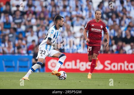 Brais Mendez di Real Sociedad durante il campionato spagnolo la Liga partita di calcio tra Real Sociedad e Sevilla FC il 4 giugno 2023 presso la reale Arena di San Sebastian, Spagna - Foto: Ricardo Larreina/DPPI/LiveMedia Foto Stock