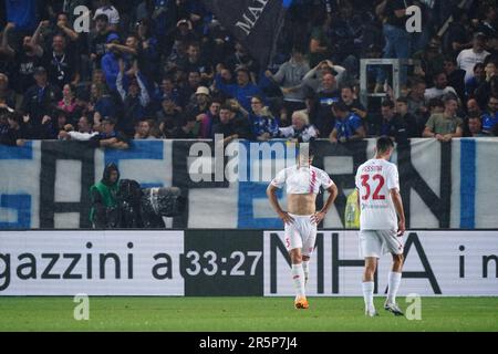 Bergamo, Italia. 04th giugno, 2023. Pablo Mari' (AC Monza) deluso durante il campionato italiano Serie Una partita di calcio tra Atalanta BC e AC Monza il 4 giugno 2023 allo Stadio Gewiss di Bergamo - Foto Morgese-Rossini/DPPI Credit: DPPI Media/Alamy Live News Foto Stock