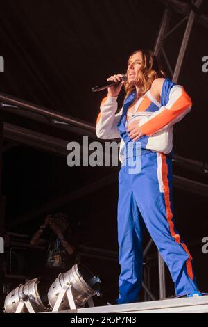 Melanie C, Mel C che si esibisce al Wychwood Festival di Cheltenham, Regno Unito. Giugno 4, 2023 Foto Stock