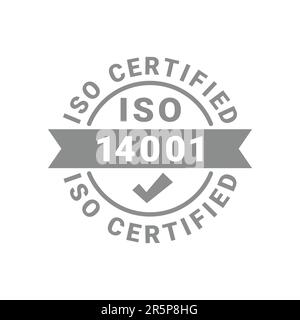 Etichetta vettoriale certificata ISO. icona vettore badge certificato 14001. Illustrazione Vettoriale