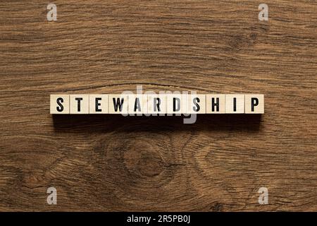 Stewardship - concetto di parola su blocchi di costruzione, testo Foto Stock