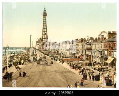 The Promenade, Blackpool, England 1 stampa fotomeccanica : fotocromia, colore. Data: 1890 Foto Stock