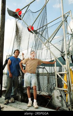 Pescatori della costa del Golfo colpiti dalla fuoriuscita di petrolio Foto Stock