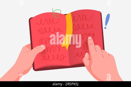 Mani che tengono un libro. Il concetto di apprendimento e lettura. Illustrazione vettoriale Illustrazione Vettoriale