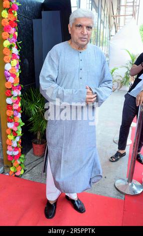 Javed Akhtar, sceneggiatore indiano, lirista indiano, poeta indiano, cerimonia mahurat, Film Genius, Mumbai, India, 22 maggio 2017 Foto Stock