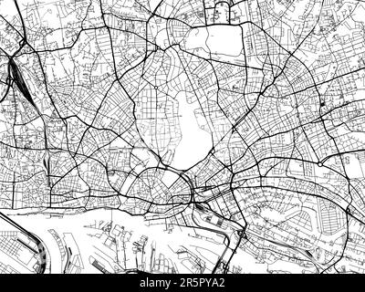 Mappa stradale vettoriale della città di Amburgo in Germania su sfondo bianco. Foto Stock