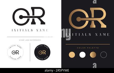 Design con logo in lettera monogramma iniziale Luxury OR or RO Illustrazione Vettoriale