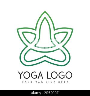 Human Yoga Logo Design foglia umana meditazione logotipo foglia verde Illustrazione Vettoriale