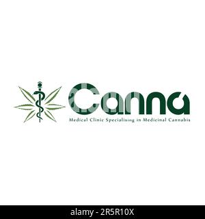 Concetto di logo di Marijuana Cannabis medico Illustrazione Vettoriale