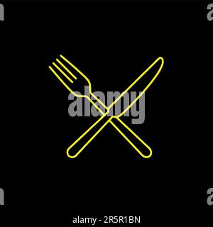 Vettore icona forca e coltello, illustrazione a tinta unita, pittogramma isolato in grigio Illustrazione Vettoriale