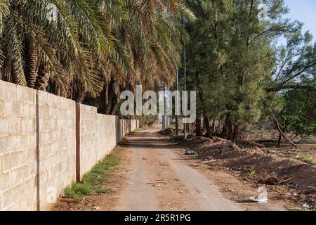 Città vecchia di Muzahmiyah - strada sterrata - luce mattutina Foto Stock