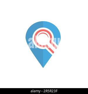 Cerca internet web con lente di ingrandimento locator vettore icona logo Illustrazione Vettoriale