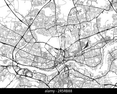 Mappa stradale della città di Newcastle upon Tyne nel Regno Unito su sfondo bianco. Foto Stock
