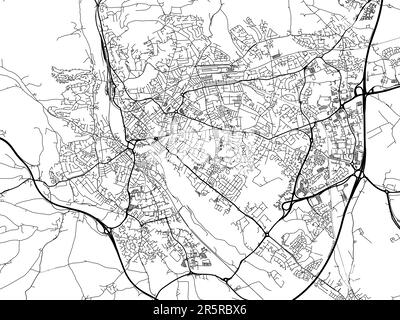 Road map della città di Exeter nel Regno Unito su sfondo bianco. Foto Stock
