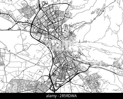 Mappa stradale vettoriale della città di Granada in Spagna su sfondo bianco. Foto Stock