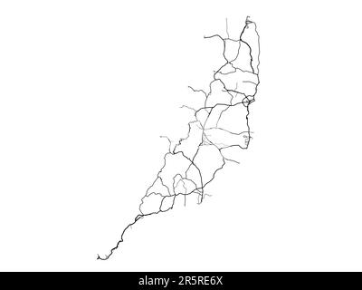 Mappa stradale vettoriale della città di Fuerteventura in Spagna su sfondo bianco. Foto Stock