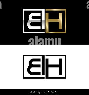 Lettera iniziale BH tipografia logo vettore con disegno di biglietto da visita Illustrazione Vettoriale