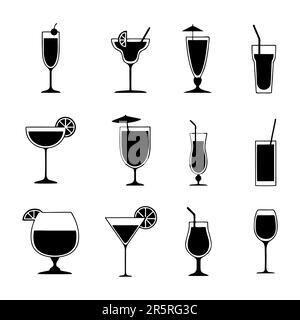 Set di cocktail vettoriali su sfondo bianco Illustrazione Vettoriale