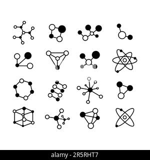 Colore del modello dell'icona del set di molecole modificabile Illustrazione Vettoriale