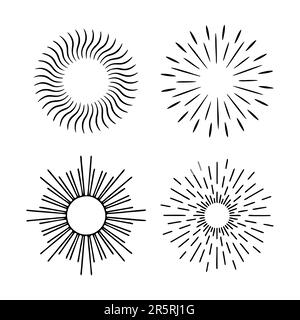 Set Sunburst. Sunburst Icon Collection vector.retro sunburst design.Big collezione sunburst migliore qualità. Illustrazione Vettoriale