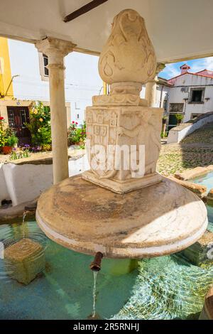 Portogallo, regione dell'Alentejo, villaggio medievale di Castelo de vide, distretto di Judiaria, ex quartiere ebraico, fonte da Vila (fontana della città) del XVI secolo la cui acqua ha proprietà terapeutiche Foto Stock