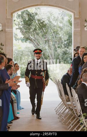 Amman, Giordania. 01st giugno, 2023. Il principe ereditario di Giordania al Hussein bin Abdullah II arriva al Palazzo Zahran ad Amman, in Giordania, il 1st giugno 2023. Foto di Balkis Press/ABACAPRESS.COM Credit: Abaca Press/Alamy Live News Foto Stock