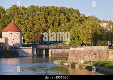 Francia, Doubs, Besancon, il centro storico, la Pelote (o Pelotte) torre dalle rive del Doubs Foto Stock