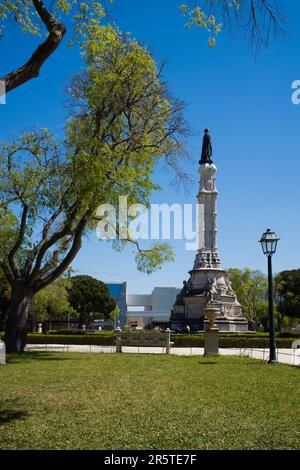 Statua di Vasco da Gama in Piazza Afonso de Albuquerque, Bélem, Lisbona Foto Stock