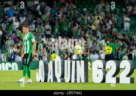 Siviglia, Spagna. 04th giugno, 2023. Joaquin Sanchez ha visto sorridere durante la partita de la Liga Santander 2022/2023 tra Real Betis e Valencia CF allo stadio Benito Villamarin. Punteggio finale; Real Betis 1:1 Valencia CF. (Foto di Francis Gonzalez/SOPA Images/Sipa USA) Credit: Sipa USA/Alamy Live News Foto Stock